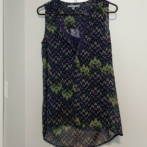 Daniel Rainn purple & green sleeveless blouse, S